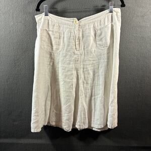 style & co women linen skirt 12 cream coastal beach western pockets natural